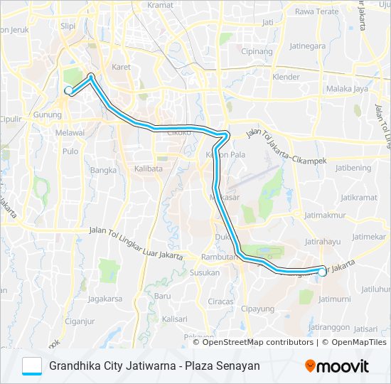 JRC JATIWARNA bus Line Map