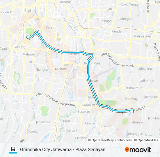 JRC JATIWARNA Bus Line Map
