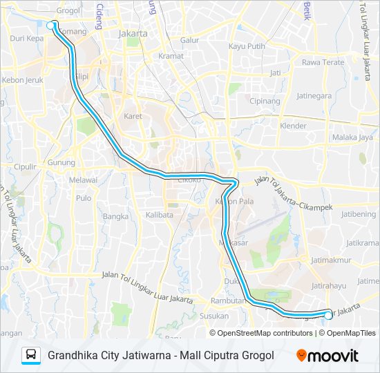 JRC JATIWARNA bus Line Map