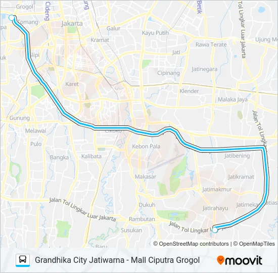 JRC JATIWARNA Bus Line Map
