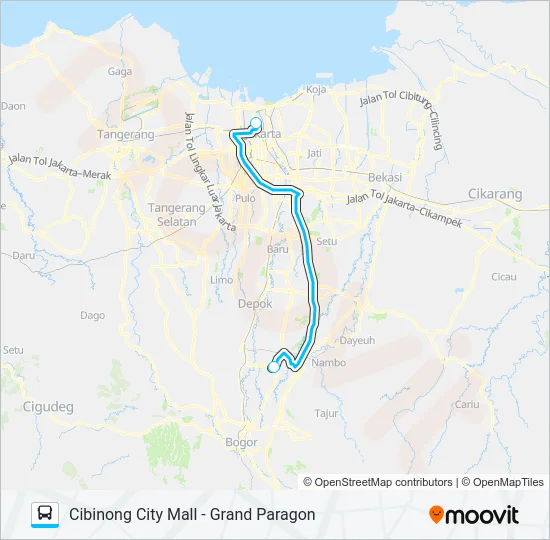 JRC CIBINONG CITY MALL Bus Line Map