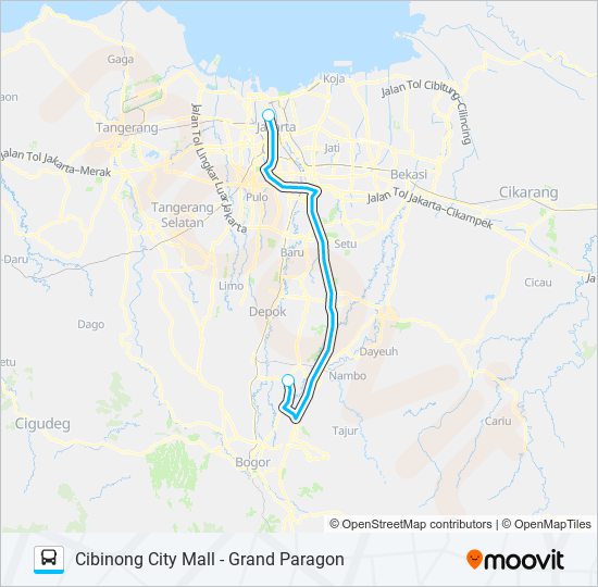 JRC CIBINONG CITY MALL bus Line Map