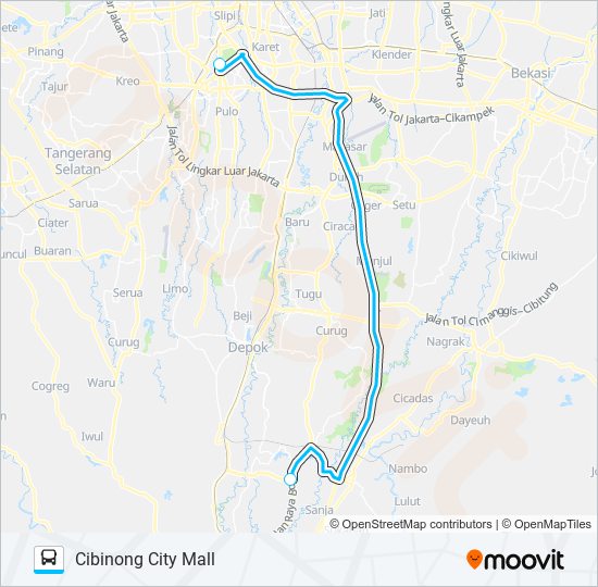 JRC CIBINONG CITY MALL bus Line Map