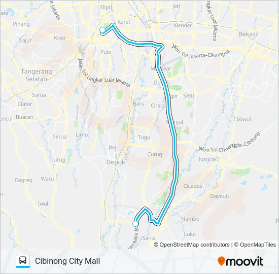 JRC CIBINONG CITY MALL Bus Line Map