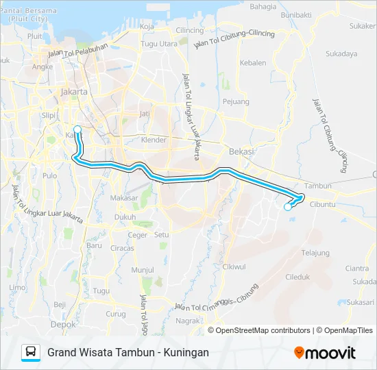 JRC GRAND WISATA TAMBUN Bus Line Map