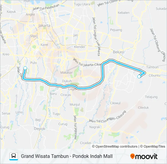 JRC GRAND WISATA TAMBUN Bus Line Map