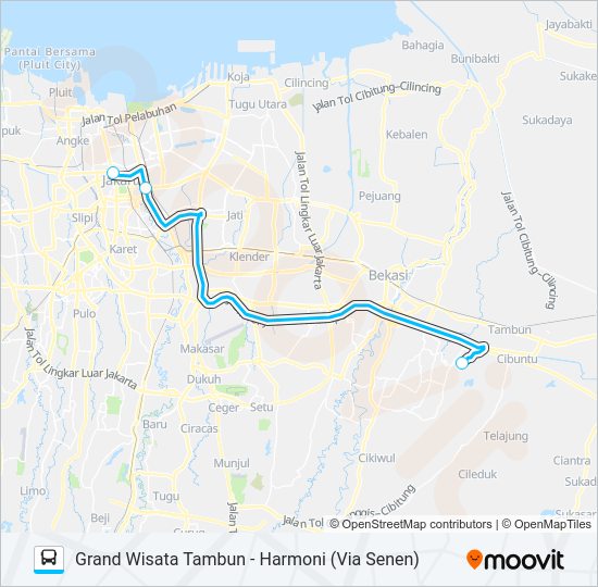 JRC GRAND WISATA TAMBUN bis Peta Jalur