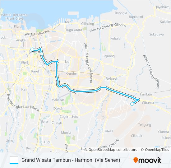 JRC GRAND WISATA TAMBUN bis Peta Jalur