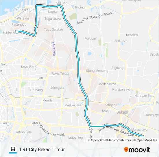 JRC LRT CITY BEKASI TIMUR Bus Line Map