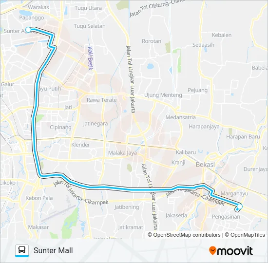 JRC LRT CITY BEKASI TIMUR Bus Line Map