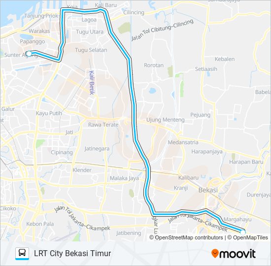 JRC LRT CITY BEKASI TIMUR bus Line Map