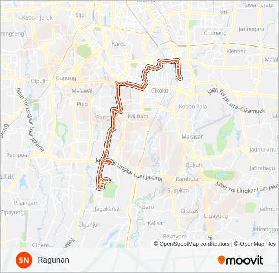 5N Bus Line Map