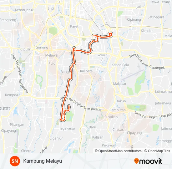 5N Bus Line Map