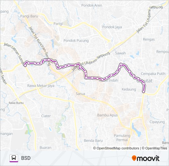 D08 CIPUTAT - BSD bus Line Map