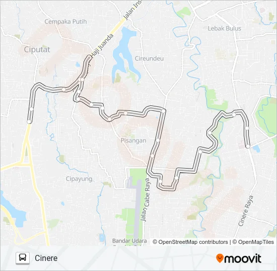 D19 CIPUTAT - CINERE Bus Line Map