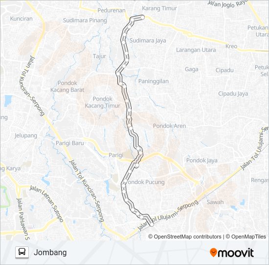 C02 CILEDUG - JOMBANG Bus Line Map