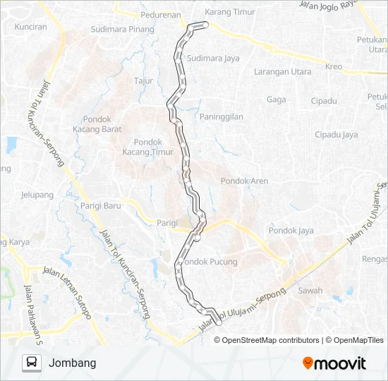 C02 CILEDUG - JOMBANG Bus Line Map