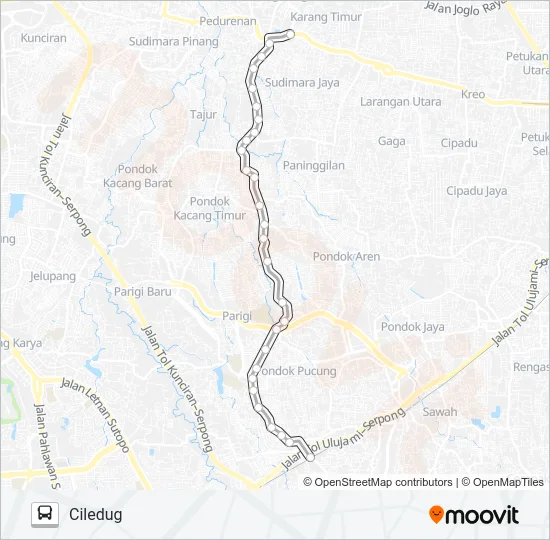 C02 CILEDUG - JOMBANG Bus Line Map