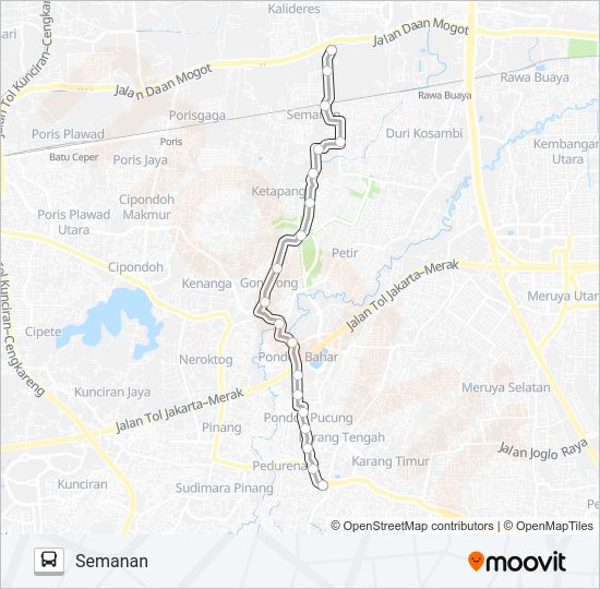 C15 CILEDUG - SEMANAN Bus Line Map
