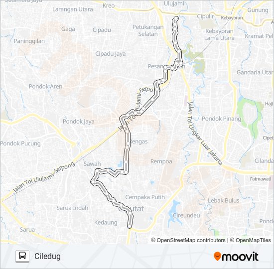 D18 CIPUTAT - CILEDUG bus Line Map