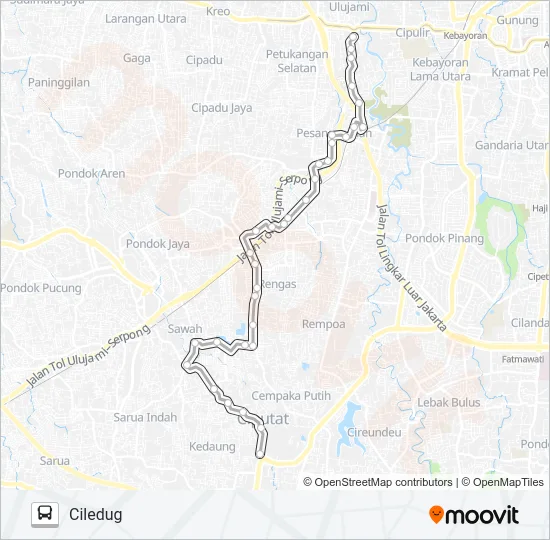 D18 CIPUTAT - CILEDUG Bus Line Map
