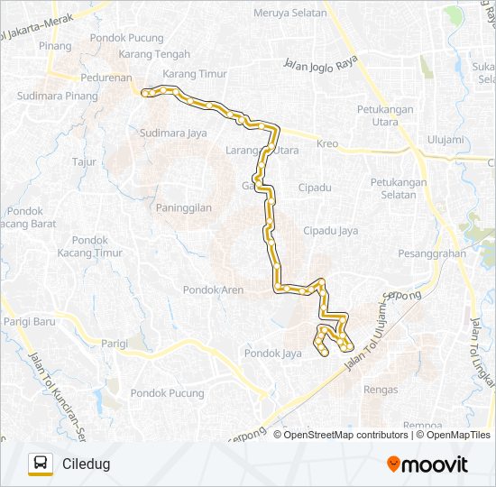D22 CILEDUG - BINTARO Bus Line Map