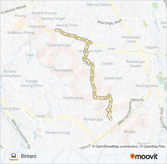 D22 CILEDUG - BINTARO Bus Line Map