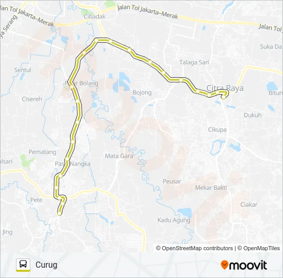 E10 CURUG - TIGARAKSA Bus Line Map