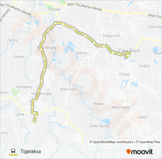 E10 CURUG - TIGARAKSA Bus Line Map