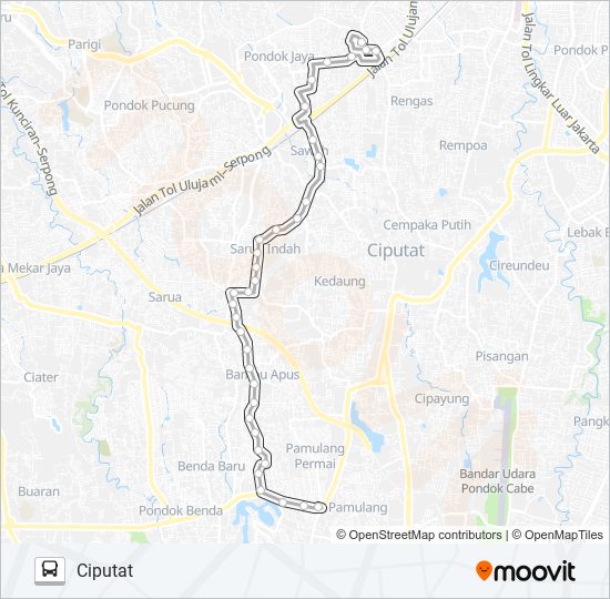 D26 PAMULANG - CIPUTAT bus Line Map