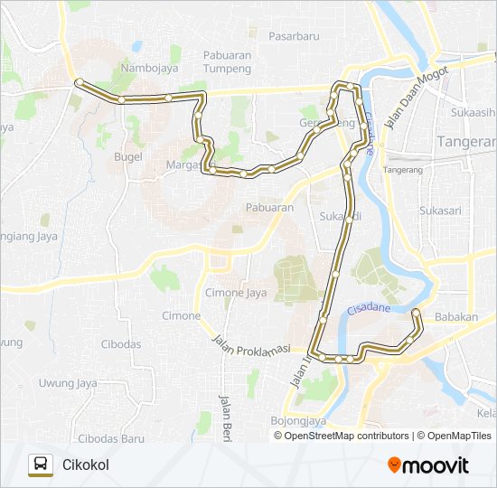 G08 CIKOKOL - SANGIANG bus Line Map