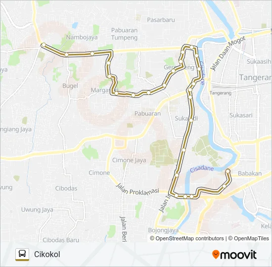 G08 CIKOKOL - SANGIANG Bus Line Map