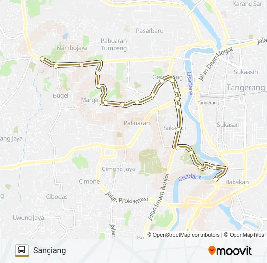 G08 CIKOKOL - SANGIANG Bus Line Map