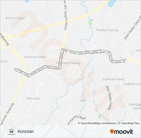 T15 CILEDUG - KUNCIRAN Bus Line Map