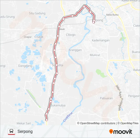 D20 SERPONG - CICANGKAL Bus Line Map