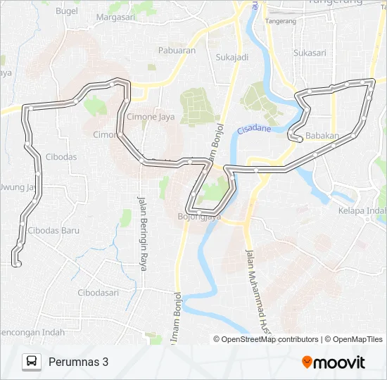 R14 PERUMNAS 3 - CIKOKOL Bus Line Map