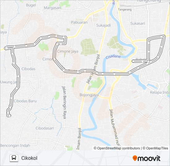 R14 PERUMNAS 3 - CIKOKOL bus Line Map