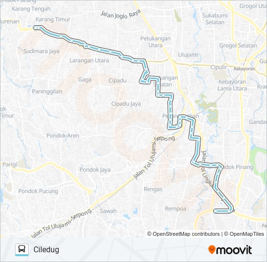 C14 CILEDUG - KEBON JERUK bus Line Map