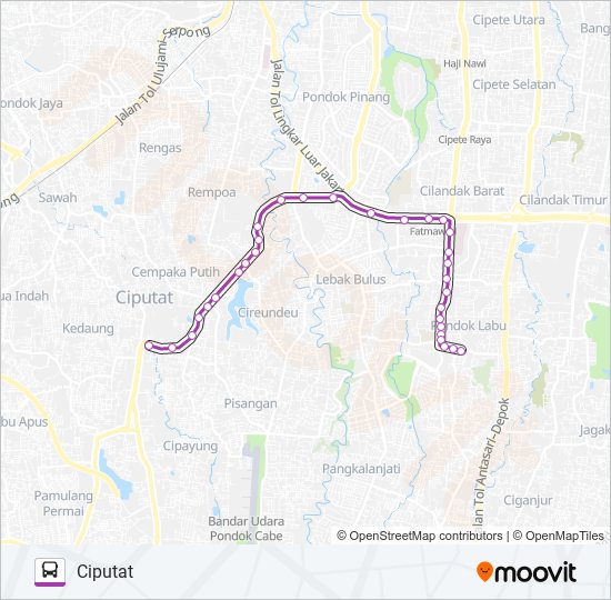 D02 CIPUTAT - PONDOK LABU bus Line Map