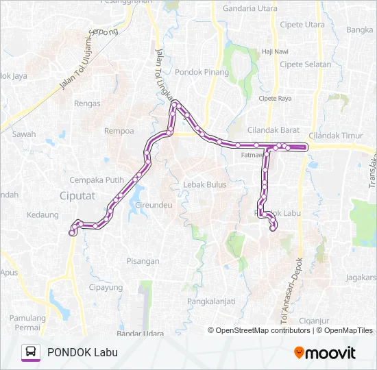 D02 CIPUTAT - PONDOK LABU Bus Line Map