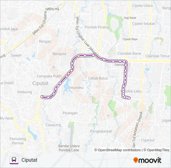 D02 CIPUTAT - PONDOK LABU Bus Line Map