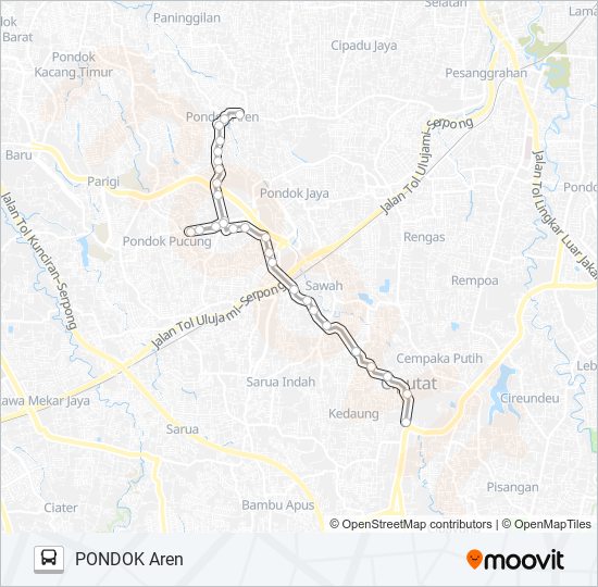 D10 CIPUTAT - PONDOK AREN bus Line Map