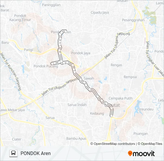 D10 CIPUTAT - PONDOK AREN Bus Line Map