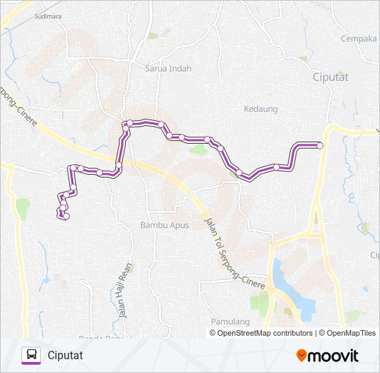 D03 CIPUTAT - LEMBAH BUKIT bus Line Map