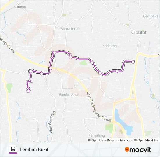 D03 CIPUTAT - LEMBAH BUKIT Bus Line Map