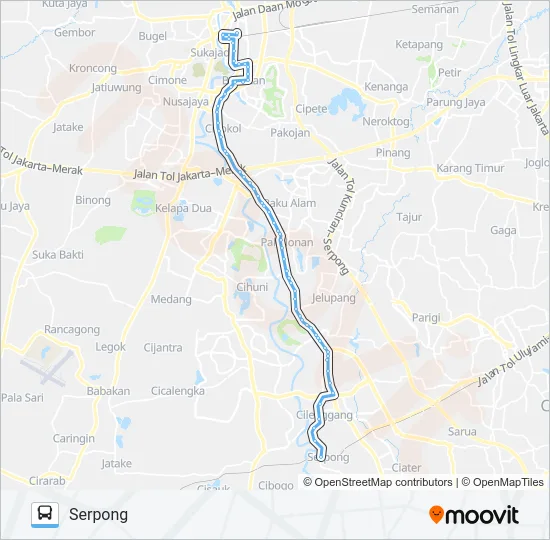 R03A PASAR ANYAR - SERPONG Bus Line Map