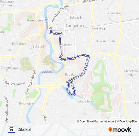 RB11 PASAR ANYAR - CIKOKOL Bus Line Map