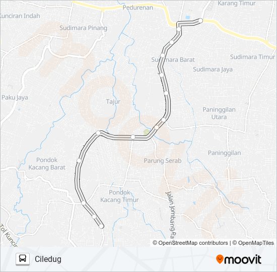 C11 CILEDUG - PONDOK KACANG bus Line Map