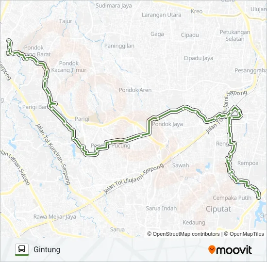 D09 PONDOK JAGUNG - GINTUNG Bus Line Map