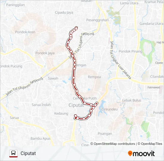 S10 CIPUTAT - PONDOK BETUNG Bus Line Map
